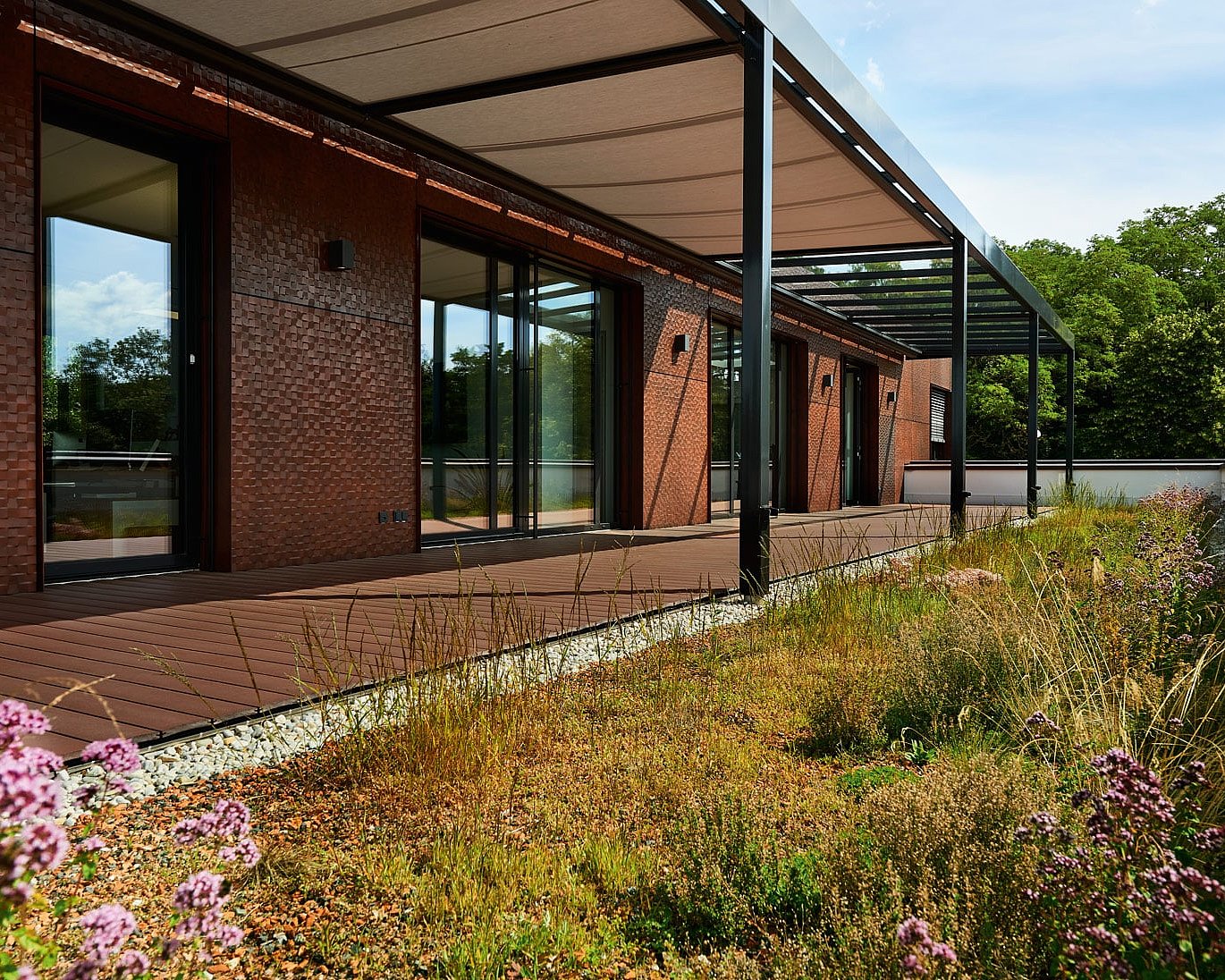 The smart one in brown from NaturinForm laid out in front of a residential building